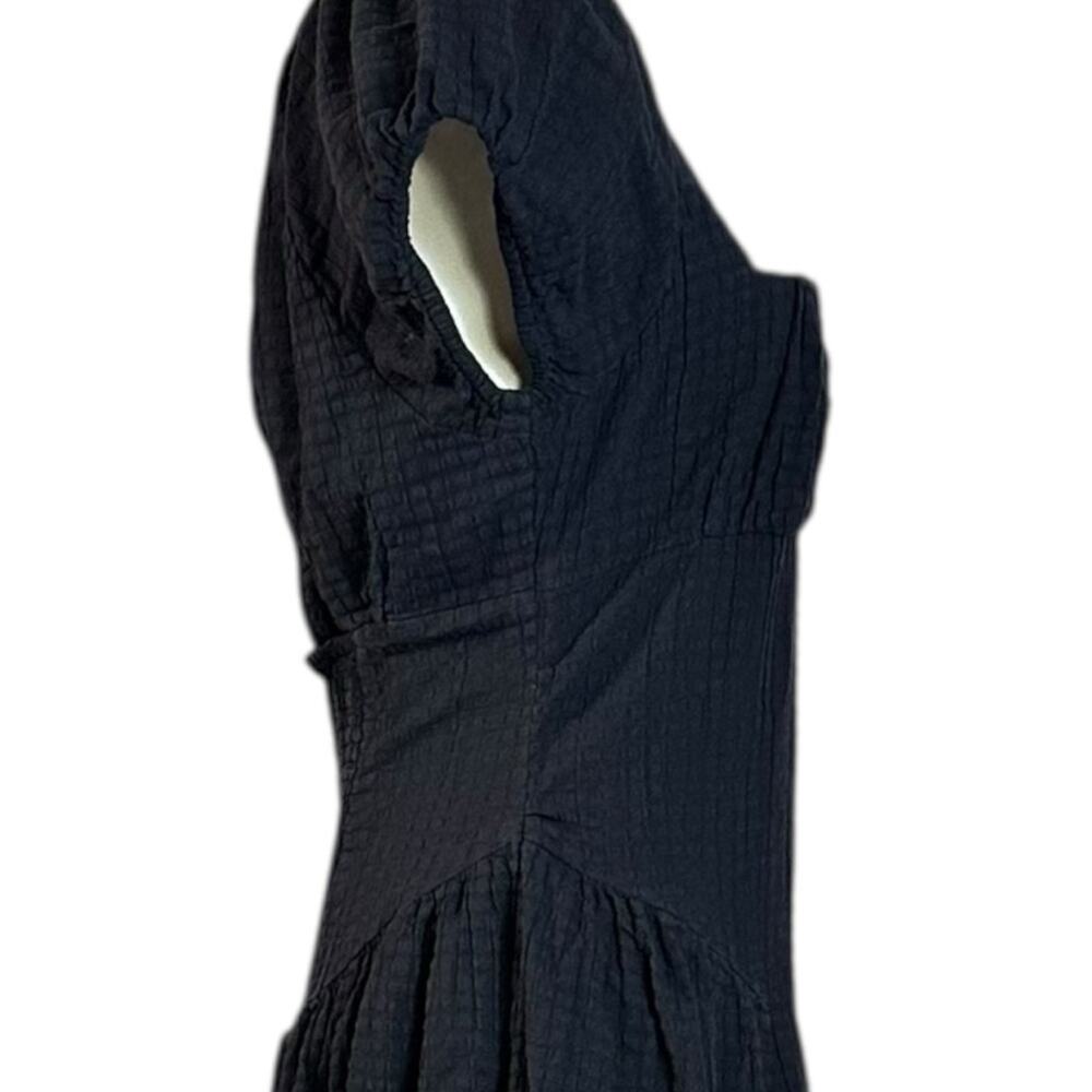 Free People Ciara Pucker Check Midi Dress in Black Medium Classic Minimalist - Picture 7 of 11